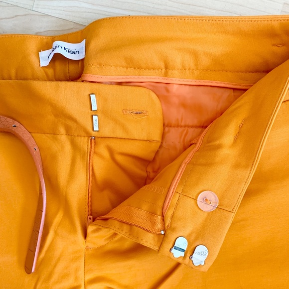 Calvin Klein Women’s Orange Straight Leg Office Dress Trouser Pants with Belt - Picture 5 of 9